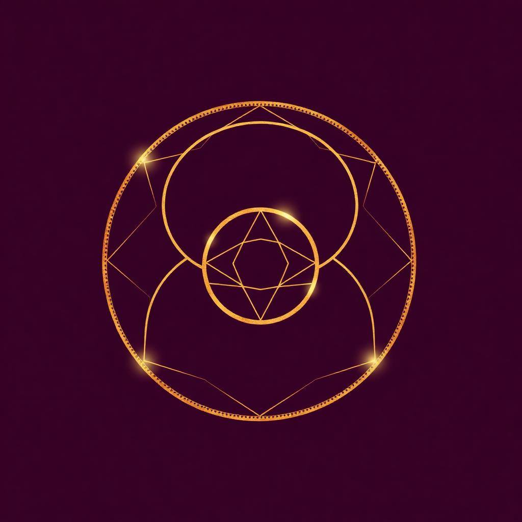 Vesica Piscis — gold sacred geometry on deep wine
